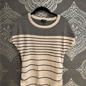 The Limited Black and Cream Striped Short Sleeve Top